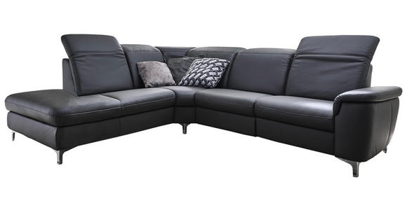 WOHNLANDSCHAFT in Leder Anthrazit - Chromfarben/Anthrazit, KONVENTIONELL, Leder/Metall (242/289cm) - Cantus