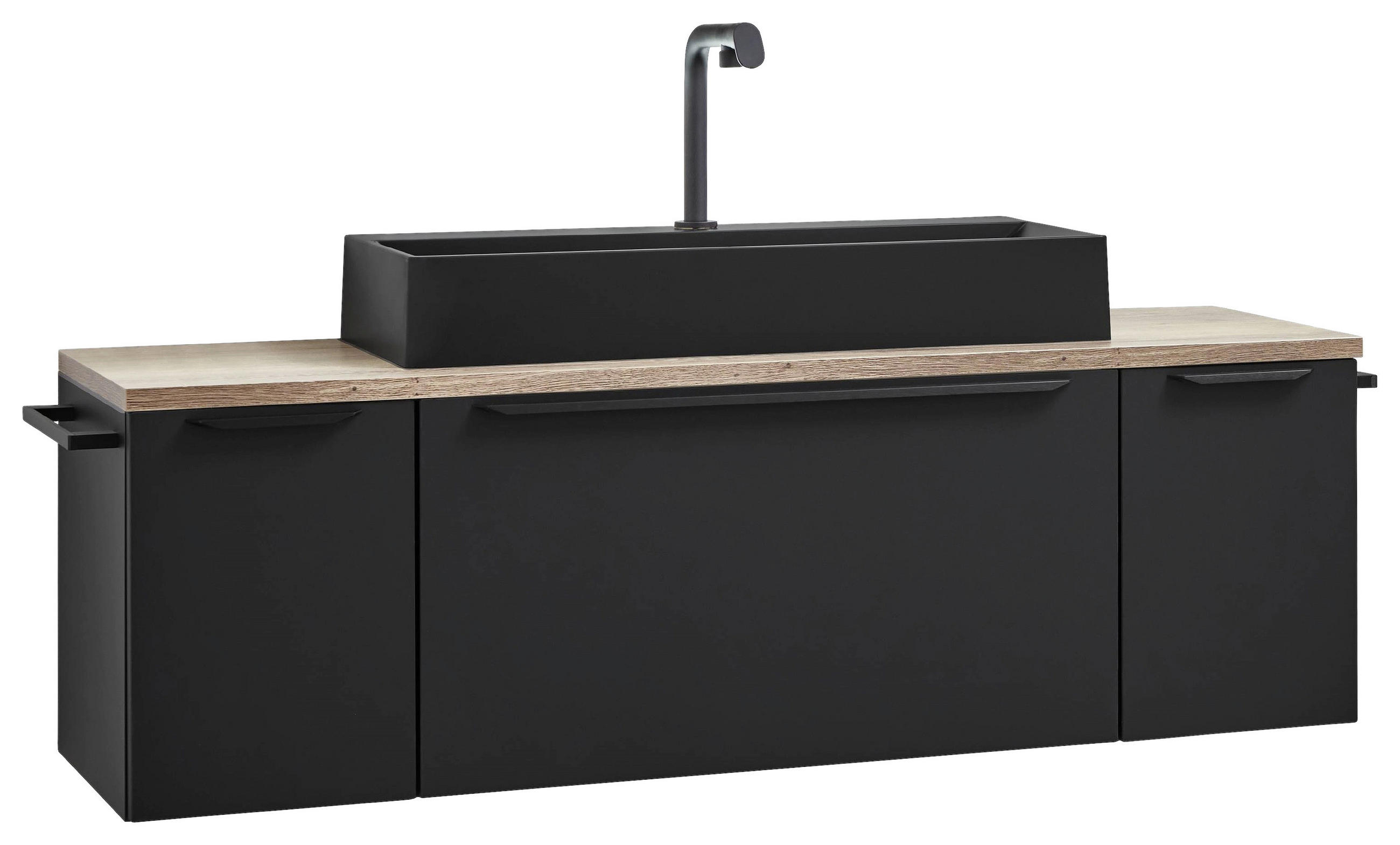 WASCHTISCHKOMBI 140,3 cm  - Schwarz, MODERN, Holzwerkstoff/Stein (140,3cm) - Celina Home