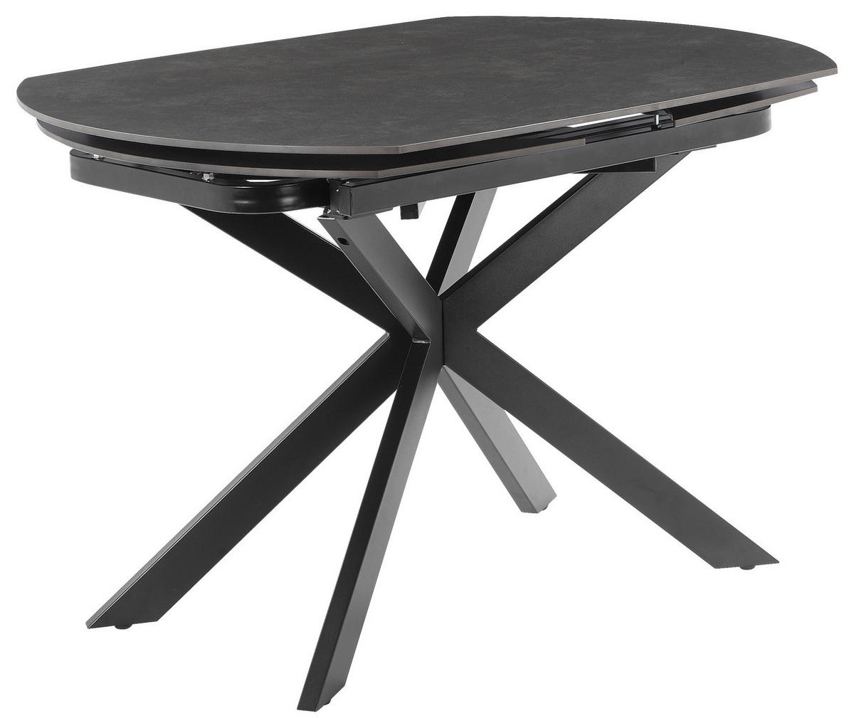 ESSTISCH 120-180/90/75.5-79 cm  Metall, Stein ausziehbar oval Grau, Schwarz  - Schwarz/Grau, MODERN, Stein/Metall (120-180/90/75.5-79cm) - P & B
