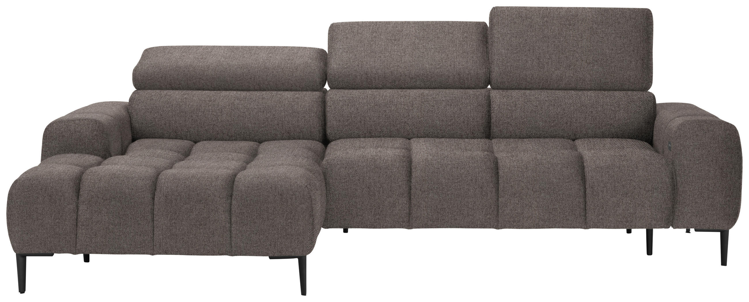 ECKSOFA in Webstoff Greige  - Greige/Schwarz, Design, Textil/Metall (177/270cm) - Welnova