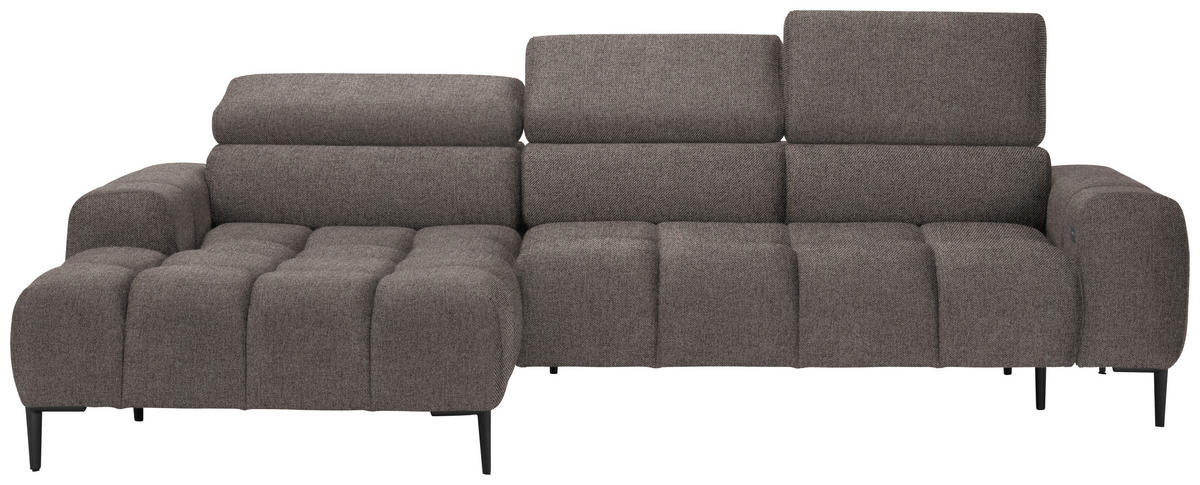ECKSOFA in Webstoff Greige  - Greige/Schwarz, Design, Textil/Metall (177/270cm) - Welnova