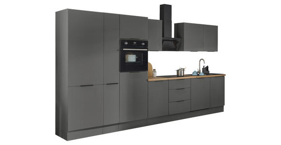 KÜCHENBLOCK in Graphitfarben - Schwarz/Graphitfarben, Basics, Holzwerkstoff/Metall (370/211/60cm) - Xora