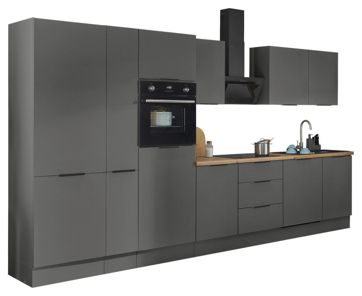 KÜCHENBLOCK   in Graphitfarben  - Schwarz/Graphitfarben, Basics, Holzwerkstoff/Metall (370/211/60cm) - Carryhome