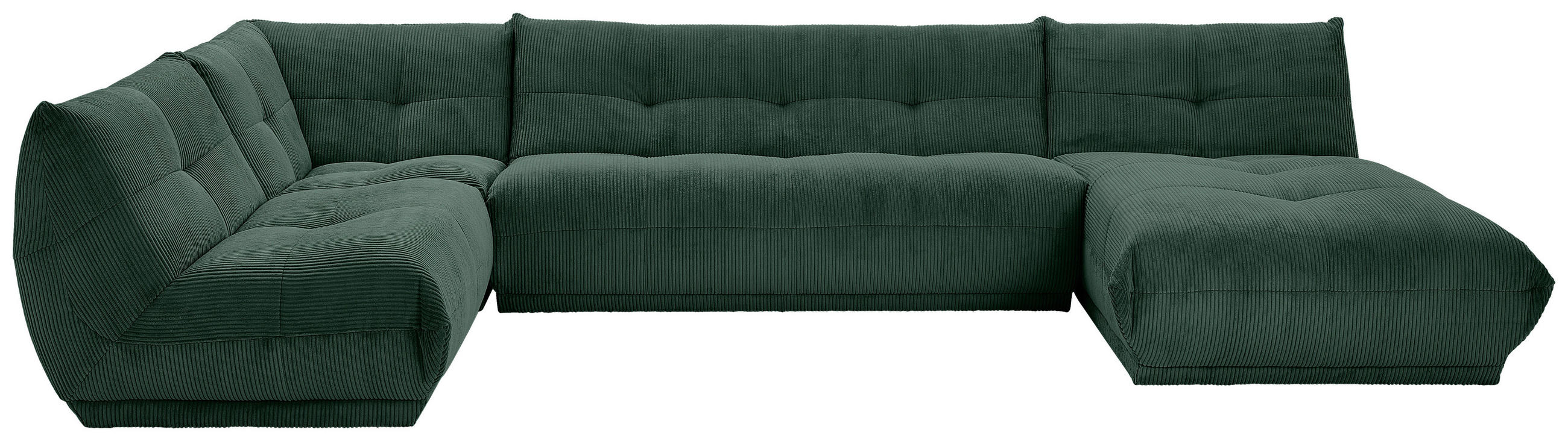 WOHNLANDSCHAFT GISELLE Dunkelgrün Cord  - Dunkelgrün, Trend, Textil (210/390/185cm) - Livetastic