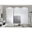 SCHWEBETÜRENSCHRANK in Grau, Weiß - Chromfarben/Weiß, Design, Glas/Holzwerkstoff (280/222/68cm) - Moderano
