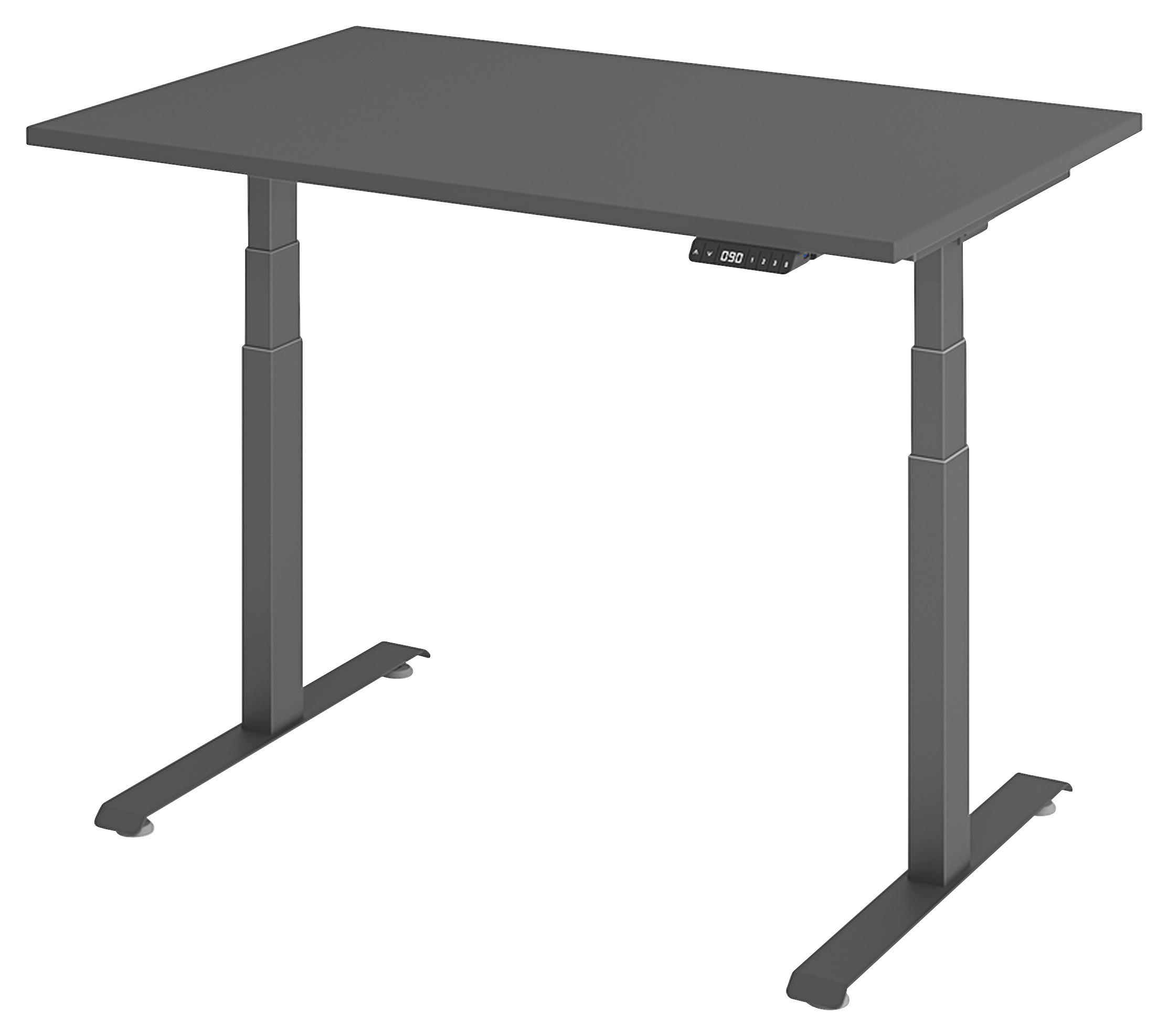 SCHREIBTISCH 120/80/64,5-129,5 cm Graphitfarben elektrisch höhenverstellbar  - Graphitfarben, KONVENTIONELL, Holzwerkstoff/Metall (120/80/64,5-129,5cm) - Venda