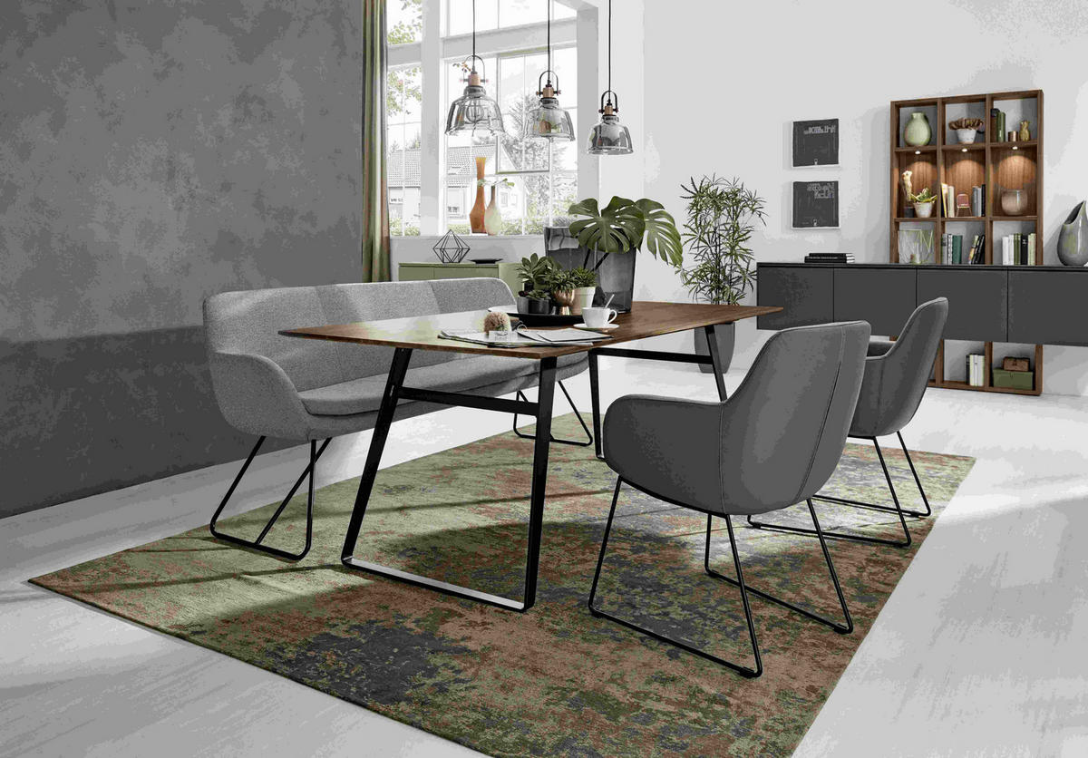 SITZBANK 180/87/65 cm Webstoff Grau Metall  - Schwarz/Grau, Design, Textil/Metall (180/87/65cm) - Musterring