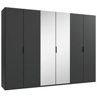 FALTTÜRENSCHRANK 300/216/58 cm 6-türig Graphitfarben  - Schwarz/Graphitfarben, Design, Glas/Holzwerkstoff (300/216/58cm) - Boxxx