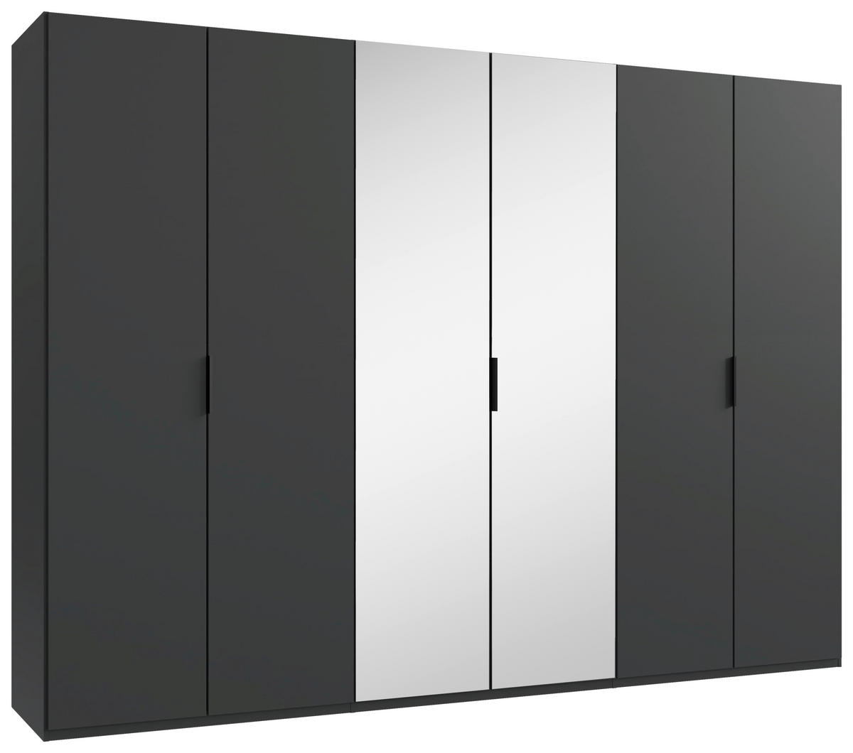 FALTTÜRENSCHRANK 300/216/58 cm 6-türig Graphitfarben  - Schwarz/Graphitfarben, Design, Glas/Holzwerkstoff (300/216/58cm) - Boxxx