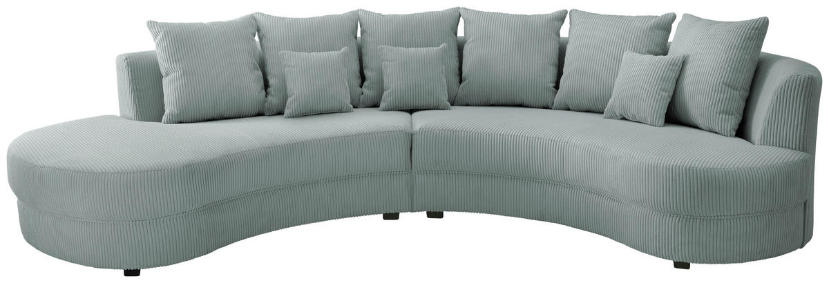 WOHNLANDSCHAFT Hellblau Cord  - Schwarz/Grau, Design, Kunststoff/Textil (160/300cm) - Livetastic