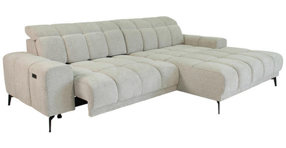 ECKSOFA inkl.Funktionen Naturfarben Chenille  - Schwarz/Naturfarben, MODERN, Textil/Metall (300/195cm) - Xora