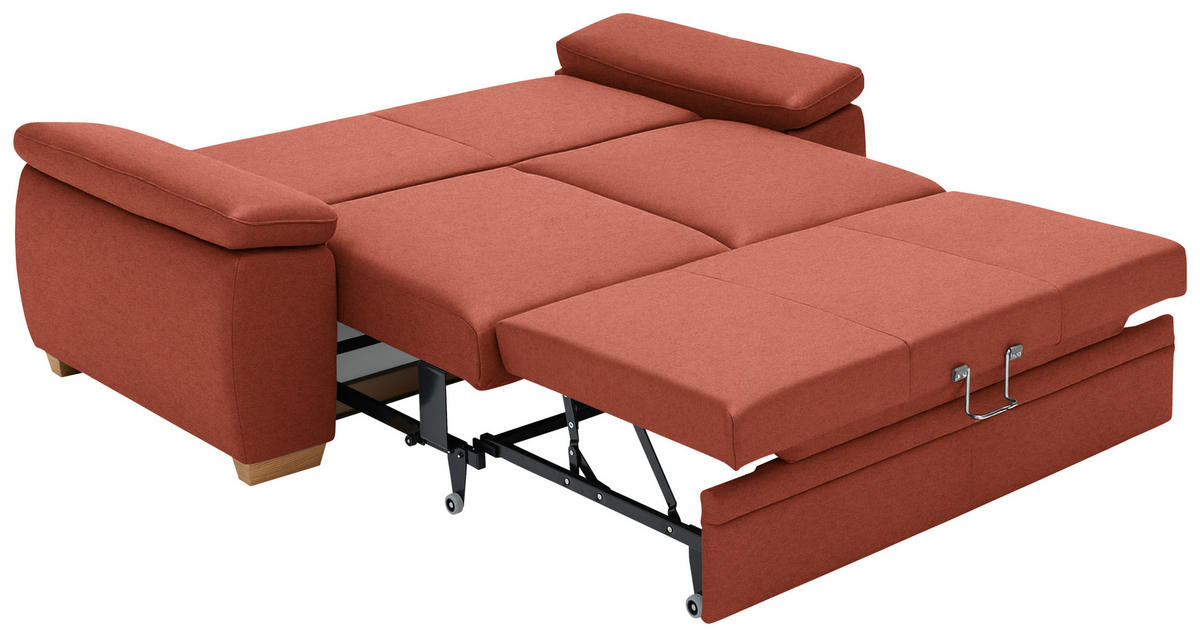 SCHLAFSOFA Chenille Rotorange  - Eiche Bianco/Rotorange, KONVENTIONELL, Holz/Textil (196/90/100cm) - Beldomo Style