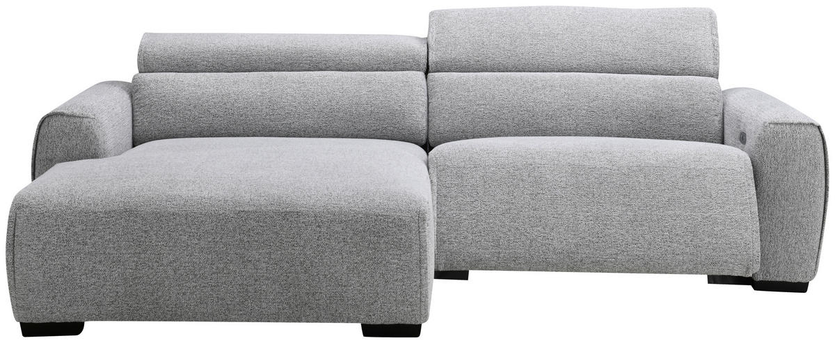 ECKSOFA Hellgrau Mikrofaser  - Hellgrau/Schwarz, Design, Textil/Metall (172/256cm) - Carryhome