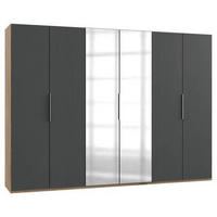 DREHTÜRENSCHRANK in Graphitfarben, Eichefarben  - Chromfarben/Eichefarben, Modern, Holzwerkstoff (300/216/58cm) - MID.YOU