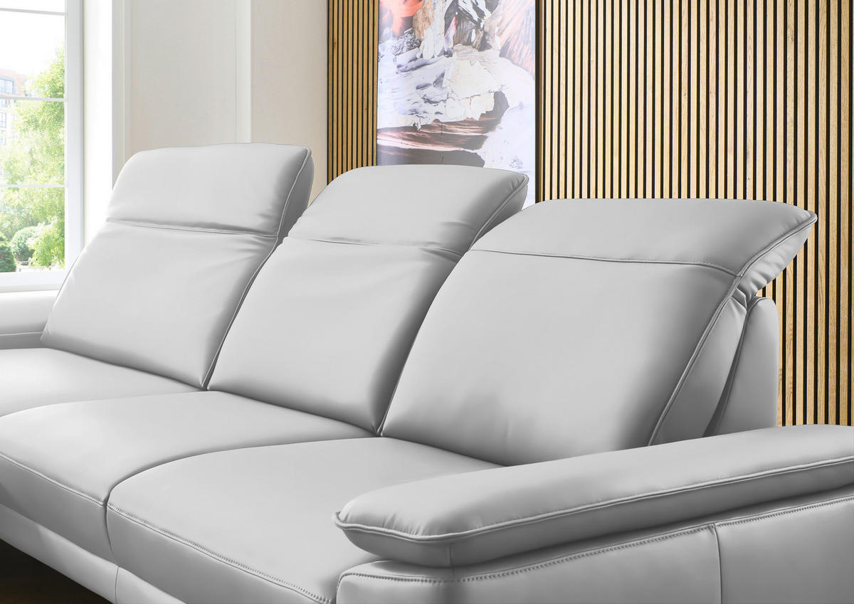 ECKSOFA in Echtleder Weiss  - Weiss/Schwarz, Design, Leder/Metall (193/332cm) - Dieter Knoll