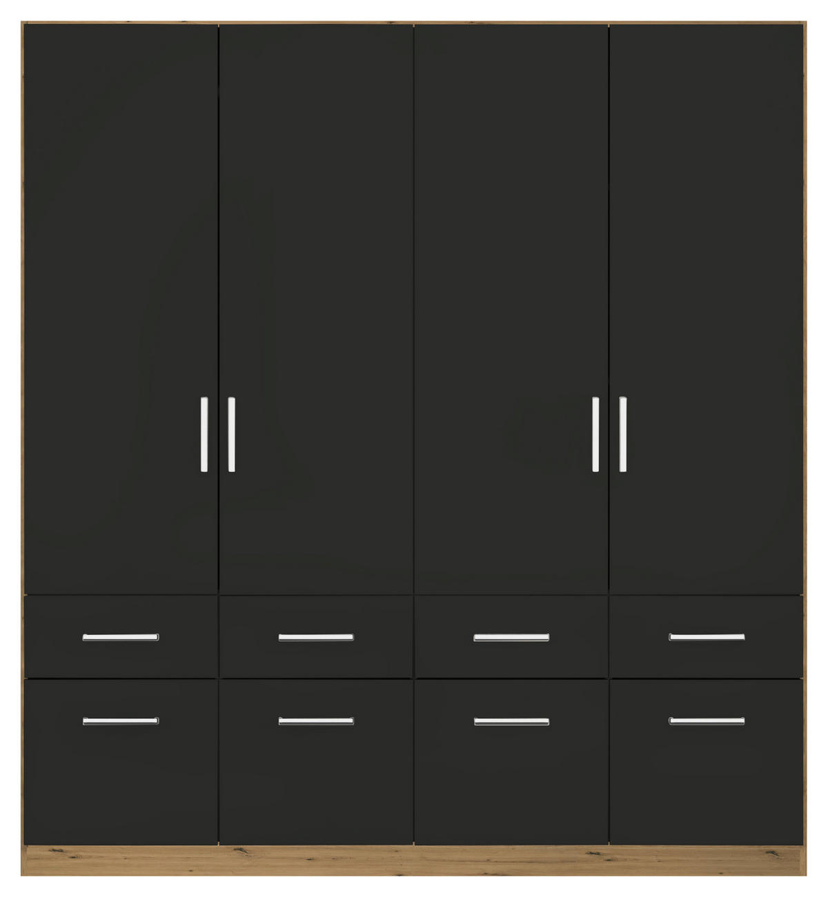 DREHTÜRENSCHRANK in Eiche Artisan, Grau  - Chromfarben/Eiche Artisan, Modern, Holzwerkstoff/Kunststoff (181/210/54cm) - Rauch Möbel