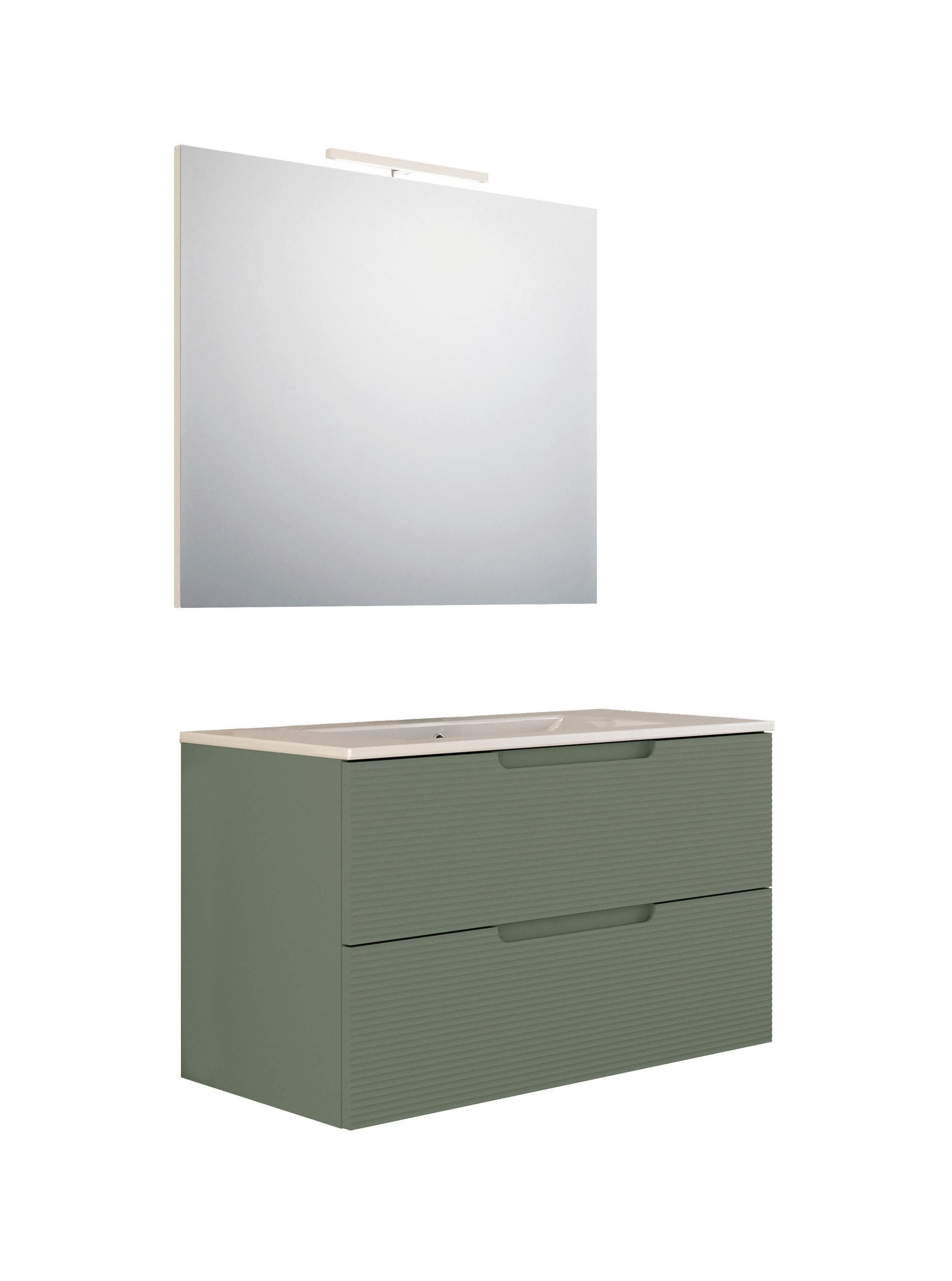 BADEZIMMER 3-teilig  in  - Weiß Hochglanz/Olivgrün, Trend, Keramik/Holzwerkstoff (80/138/46cm) - Belluti