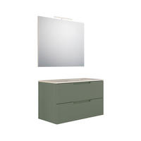 BADEZIMMER 3-teilig  in  - Weiß Hochglanz/Olivgrün, Trend, Keramik/Holzwerkstoff (80/138/46cm) - Belluti