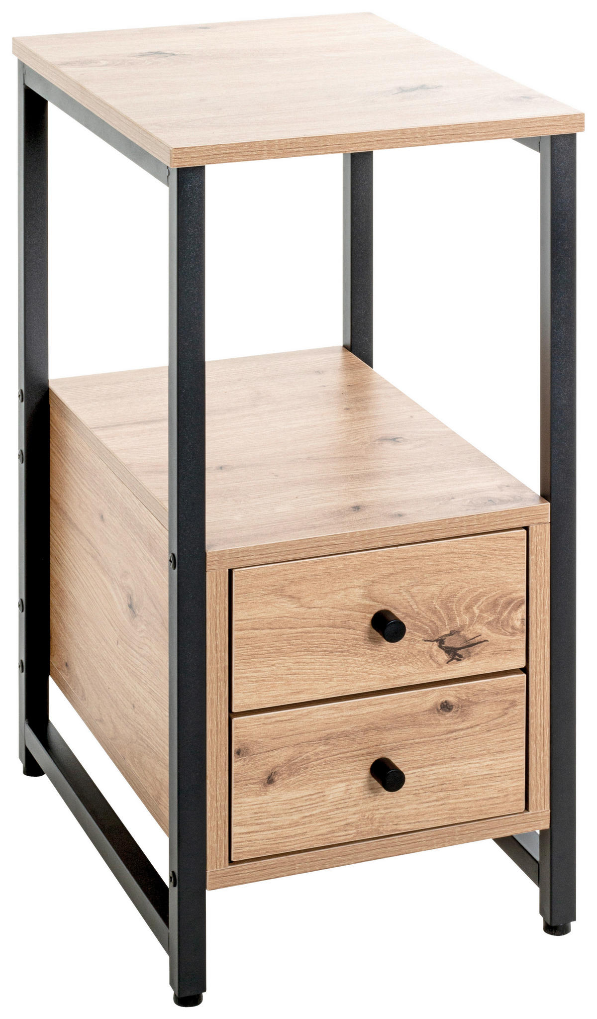 BEISTELLTISCH 40/30/63 cm Schwarz, Eichefarben rechteckig  - Eichefarben/Schwarz, Design, Holzwerkstoff/Metall (40/30/63cm)