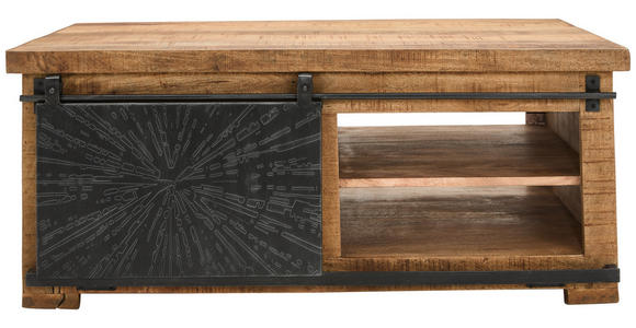 COUCHTISCH Mangoholz massiv 110/70/45 cm rechteckig Naturfarben, Schwarz  - Schwarz/Naturfarben, Design, Holz/Metall (110/70/45cm) - Ambia Home