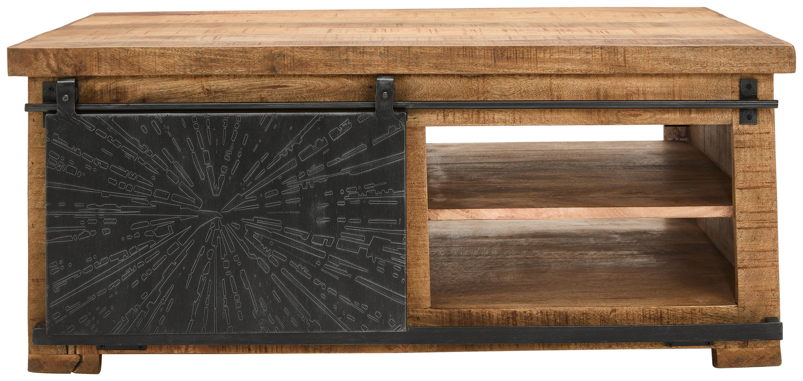 COUCHTISCH Mangoholz massiv 110/70/45 cm rechteckig Naturfarben, Schwarz  - Schwarz/Naturfarben, Design, Holz/Metall (110/70/45cm) - Ambia Home