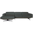 ECKSOFA  in Echtleder Grau  163/305 cm  - Eichefarben/Schwarz, Design, Leder/Holz (163/305cm) - Novel