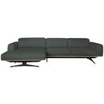 ECKSOFA in Echtleder Grau  163/305 cm  - Eichefarben/Schwarz, Design, Leder/Holz (163/305cm) - Novel