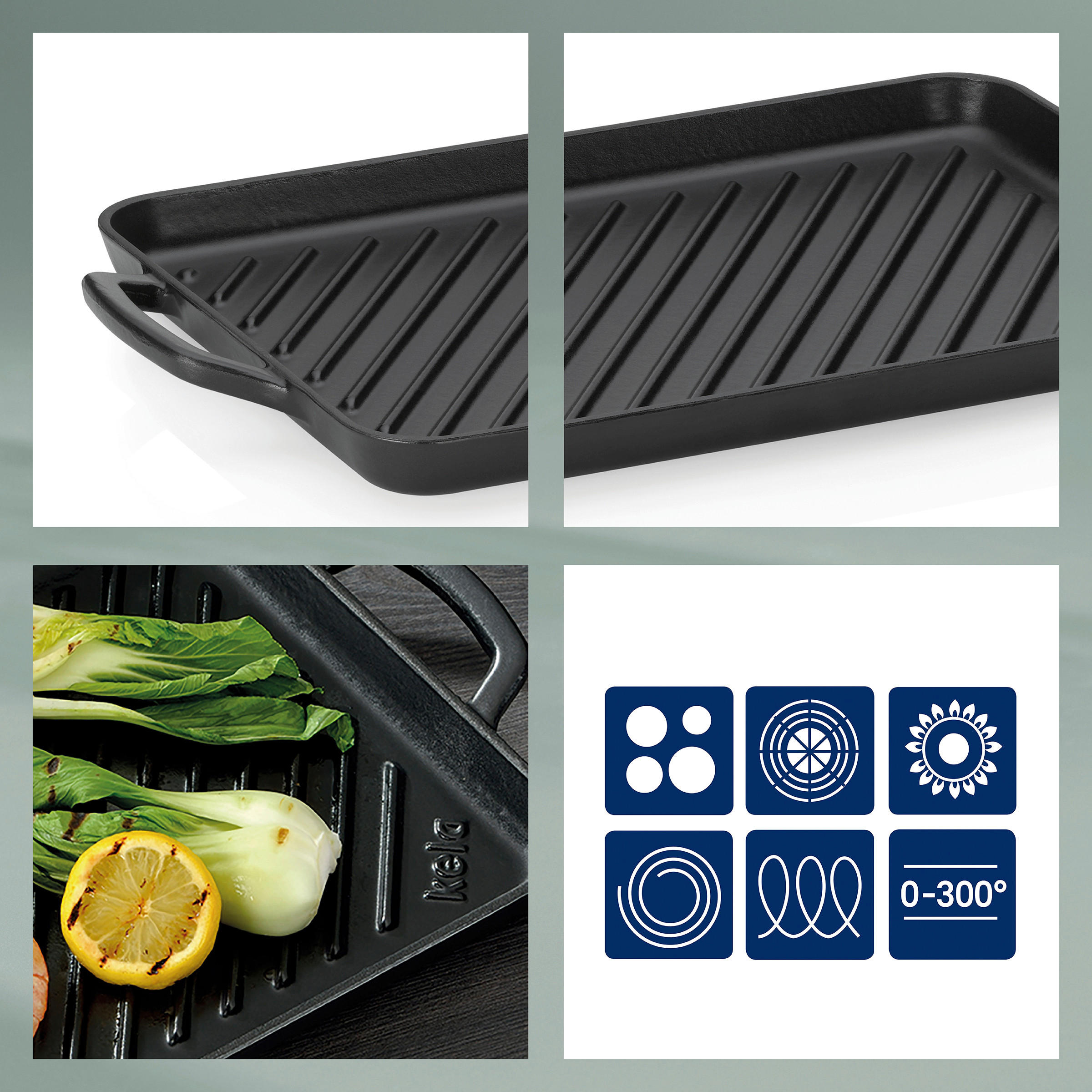 GRILLPLATTE - Schwarz, KONVENTIONELL, Metall (35/25/2cm) - Kela