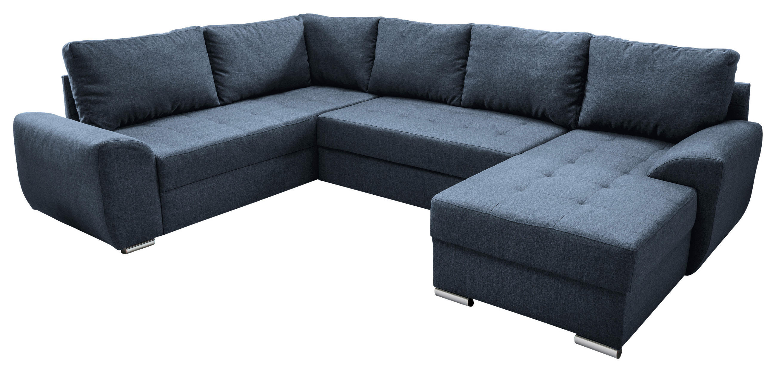 WOHNLANDSCHAFT Blau Mikrofaser  - Chromfarben/Blau, KONVENTIONELL, Textil/Metall (218/292/156cm) - Livetastic