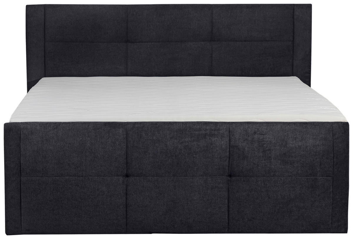 BOXSPRINGBETT 180/200 cm  in Dunkelgrau  - Dunkelgrau/Schwarz, KONVENTIONELL, Kunststoff/Textil (180/200cm) - Boxxx