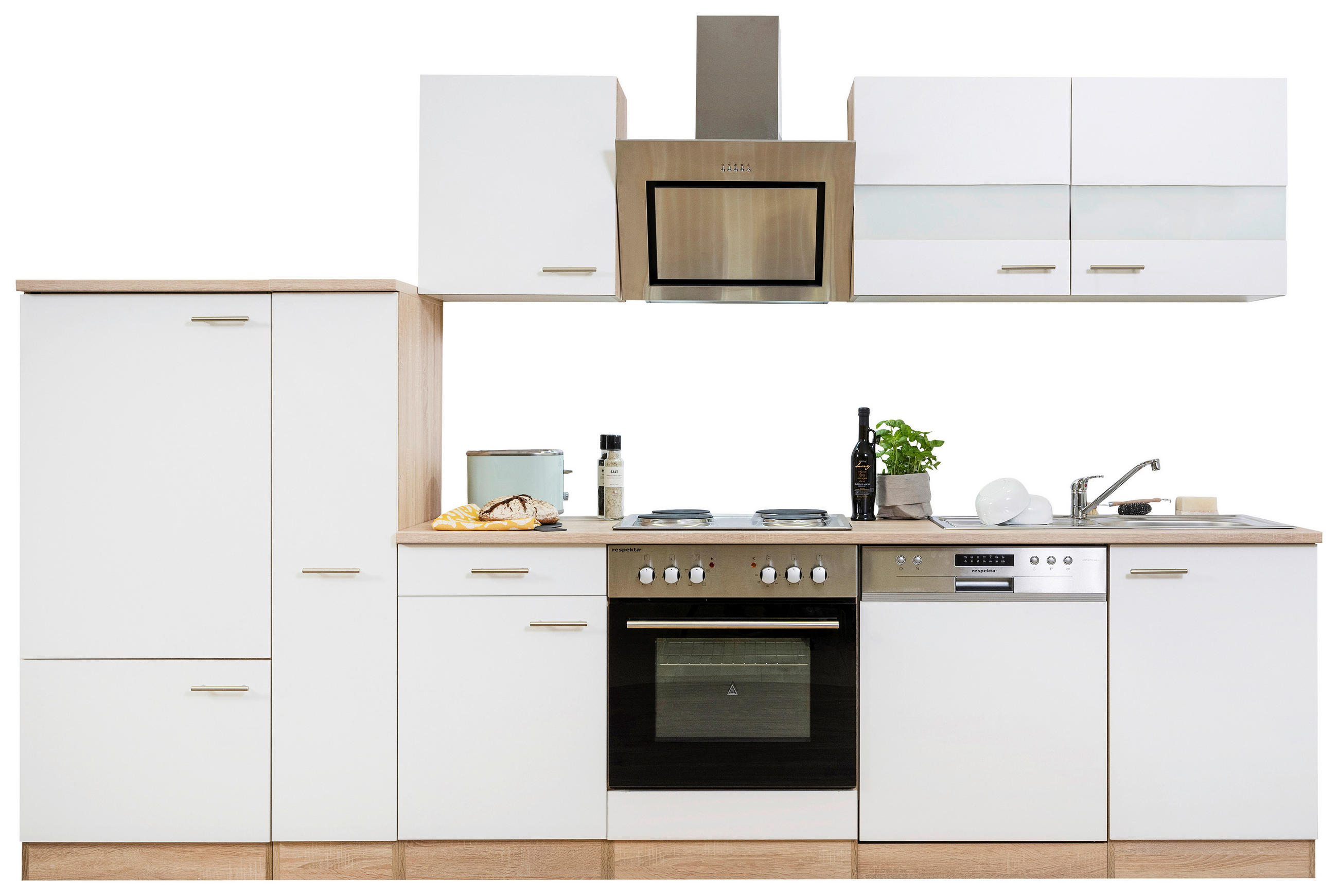 MODULKÖK 310 cm   i vit  - stålfärgad/vit, Basics, metall/trämaterial (310cm) - Respekta