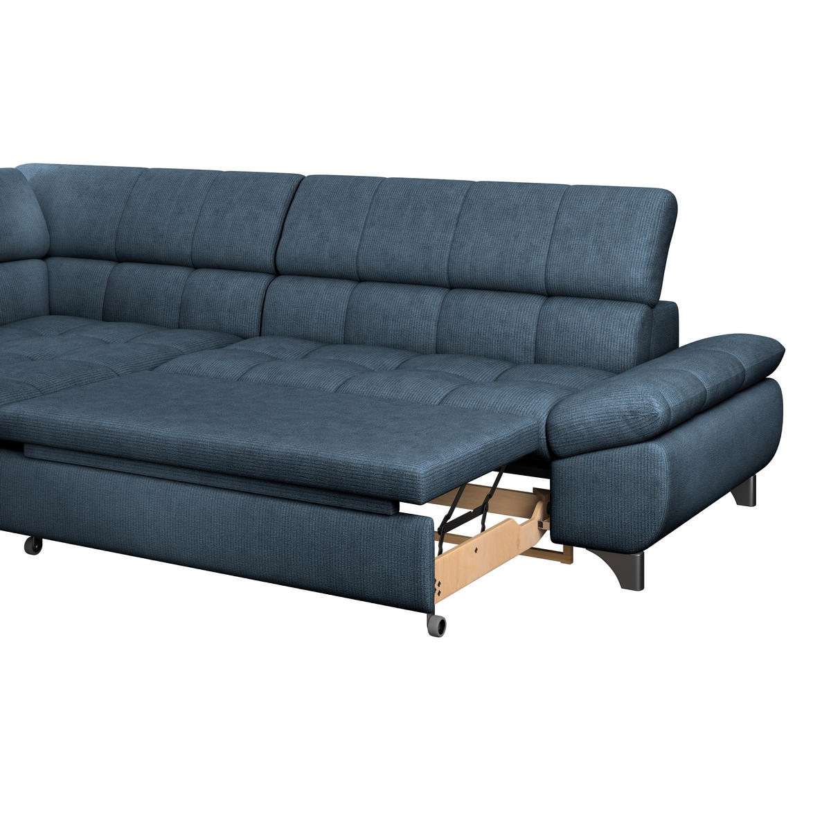 ECKSOFA Dunkelblau Chenille  - Chromfarben/Dunkelblau, KONVENTIONELL, Textil/Metall (234/312cm) - Livetastic