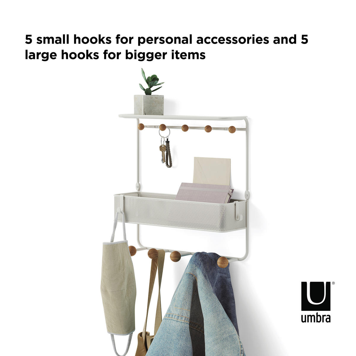 POLICA ZIDNA bijela, boje bukve  drvo, metal  - bijela/boje bukve, Basics, drvo/metal (32/10/31cm) - Umbra