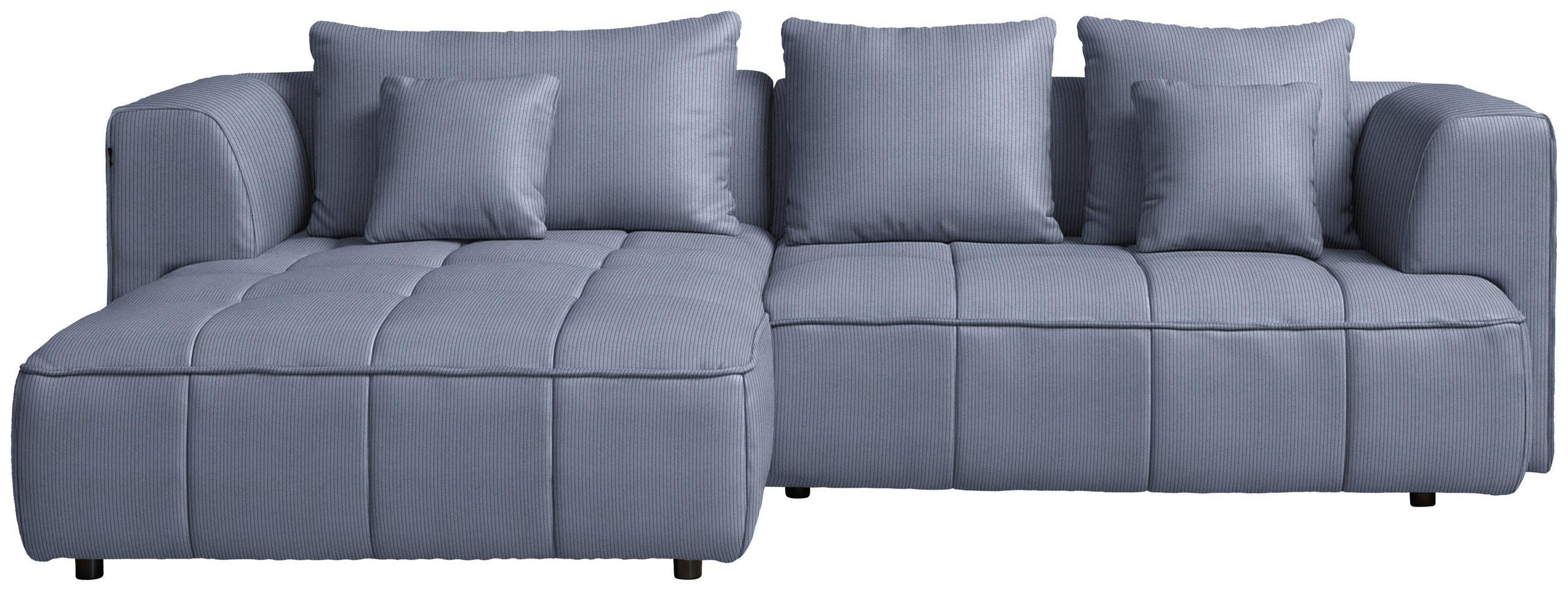ECKSOFA Feincord Blaugrau  - Blaugrau/Schwarz, Design, Kunststoff/Textil (188/288cm) - Welnova