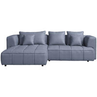 ECKSOFA Feincord Blaugrau  - Blaugrau/Schwarz, Design, Kunststoff/Textil (188/288cm) - Welnova