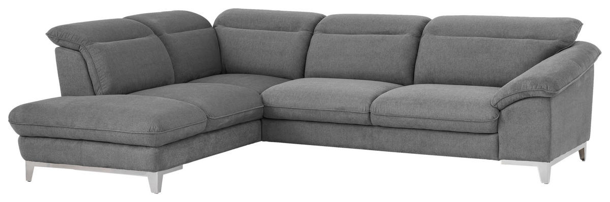 ECKSOFA in Chenille Dunkelgrau  - Chromfarben/Dunkelgrau, Design, Textil/Metall (232/293cm) - Livetastic