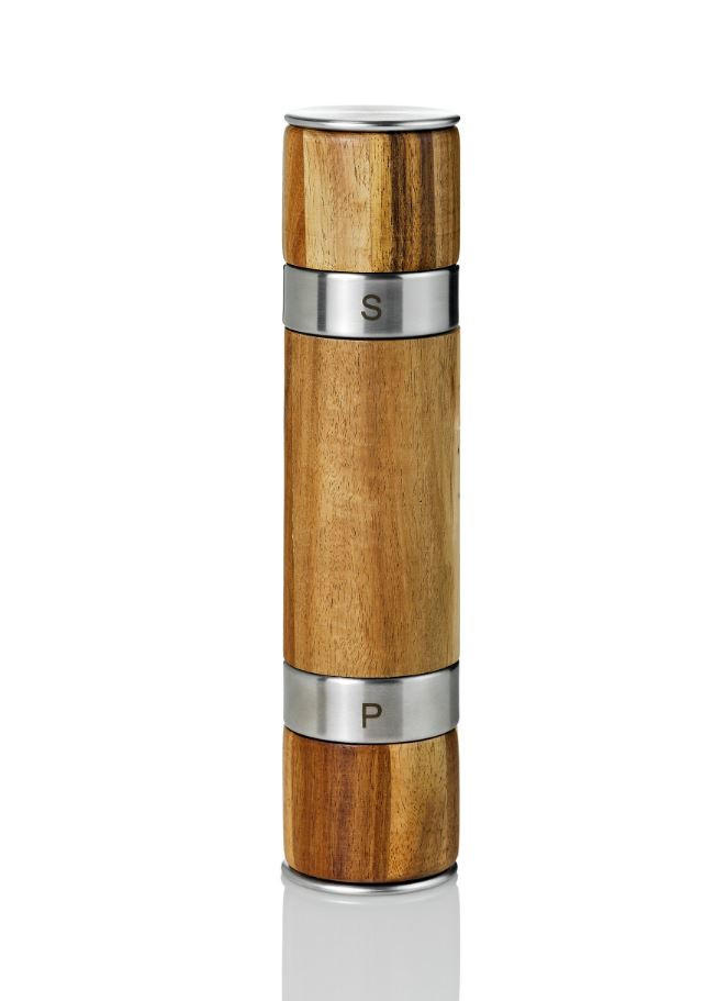 Doppelmühle DUOMILL  - Akaziefarben, Basics, Holz/Keramik (5,5/21/5,5cm) - AdHoc