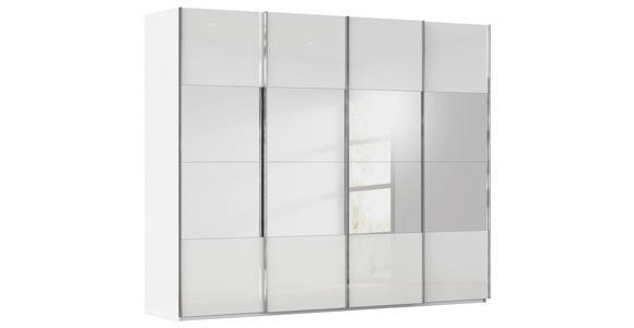 SCHWEBETÜRENSCHRANK  in Weiß  - Chromfarben/Weiß, Design, Glas/Holzwerkstoff (271/235/68cm) - Novel
