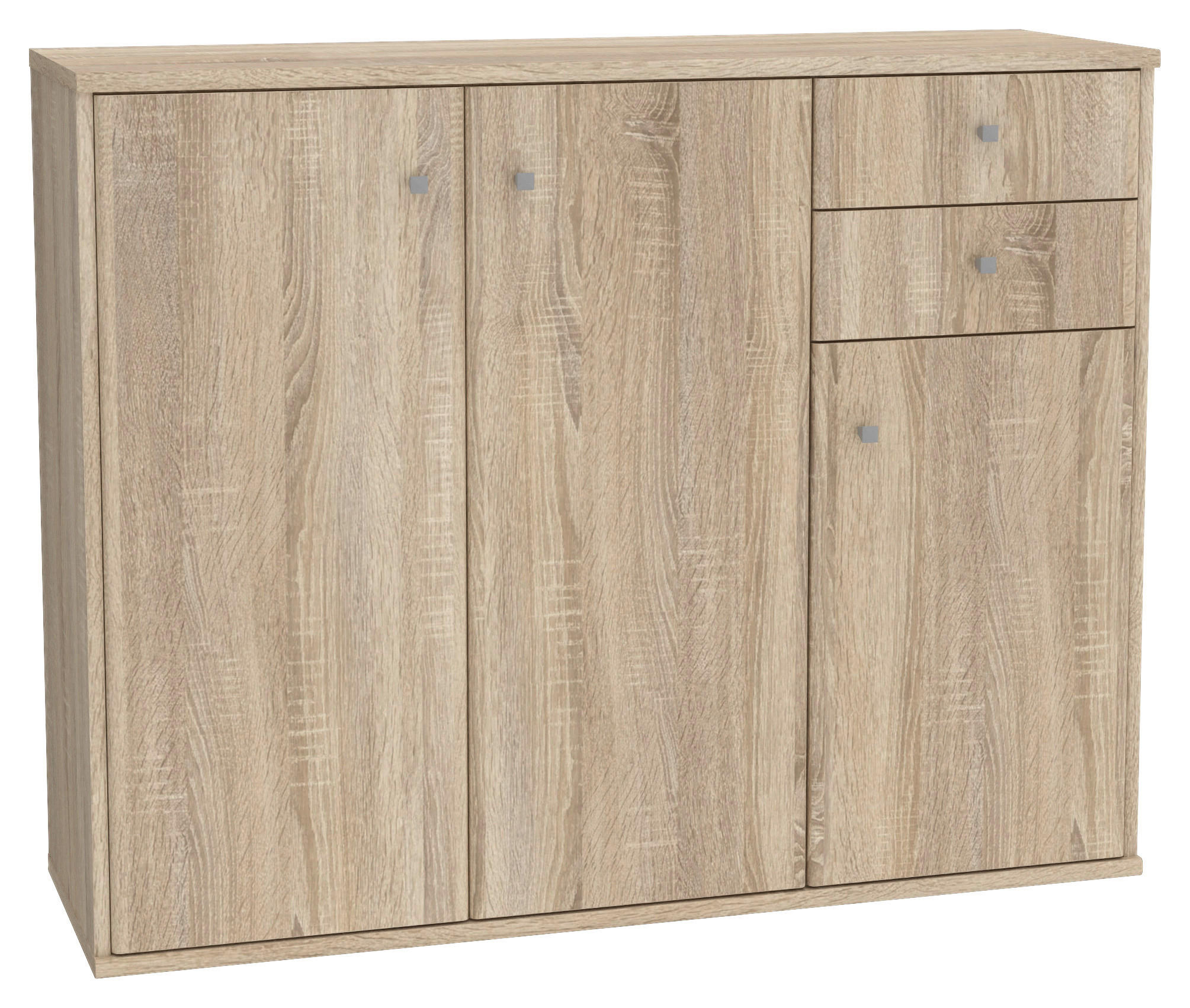 KOMMODE , 108,8/85,5/34,8 cm, 2 Schublade(n)  - Alufarben/Sonoma Eiche, Design, Holzwerkstoff/Kunststoff (108,8/85,5/34,8cm)