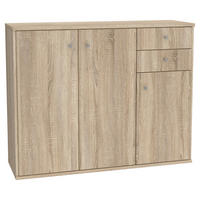 KOMMODE , 108,8/85,5/34,8 cm, 2 Schublade(n)  - Alufarben/Sonoma Eiche, Design, Holzwerkstoff/Kunststoff (108,8/85,5/34,8cm)