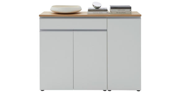 SIDEBOARD 135/102/41 cm in Weiß - Eichefarben/Silberfarben, Design, Holz/Holzwerkstoff (135/102/41cm) - Dieter Knoll