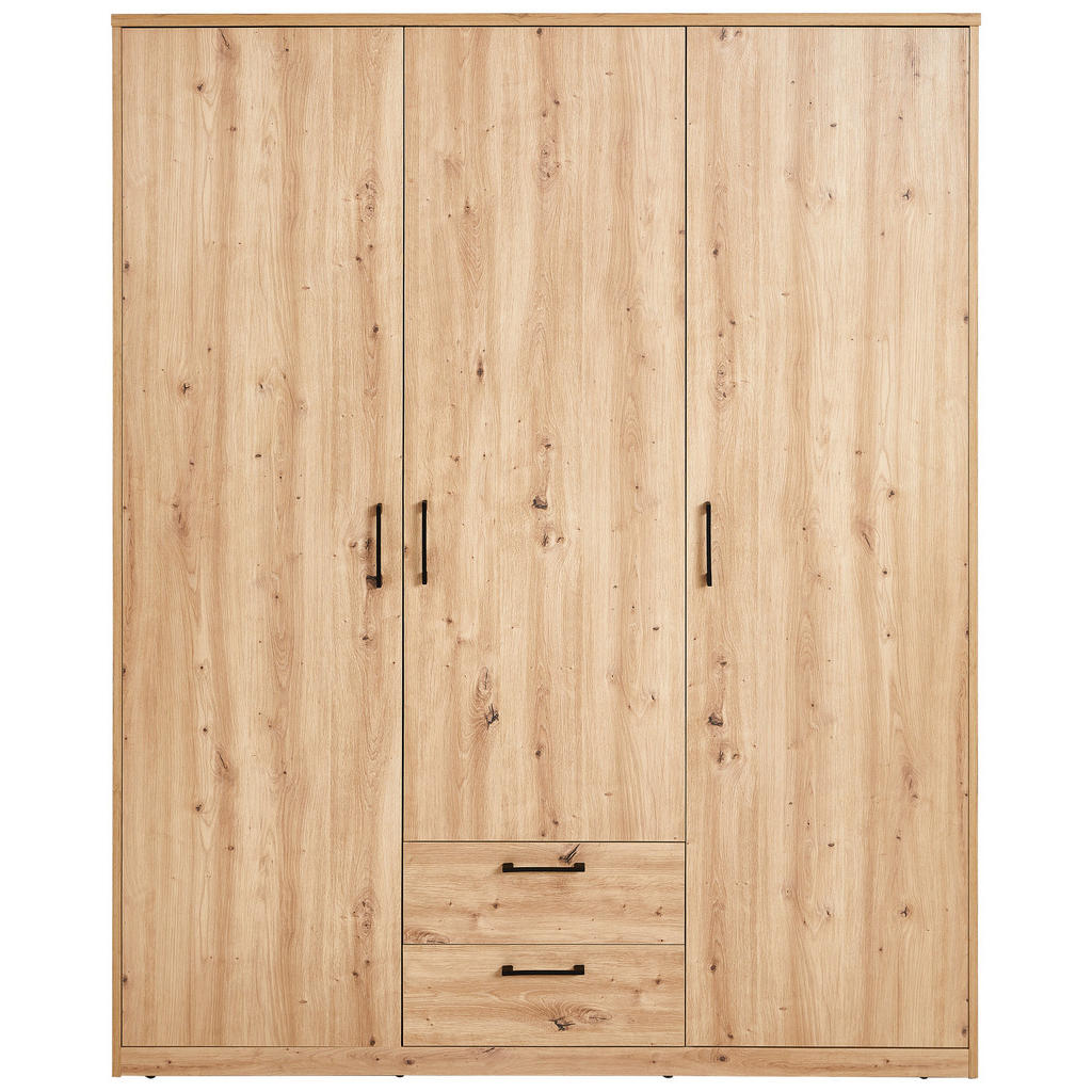 Thumbnail - Xora Drehtürenschrank, Eiche Artisan, Metall, 4 Fächer, 2 Schubladen, 157x194x54 cm, Beimöbel erhältlich, Schlafzimmer, ...