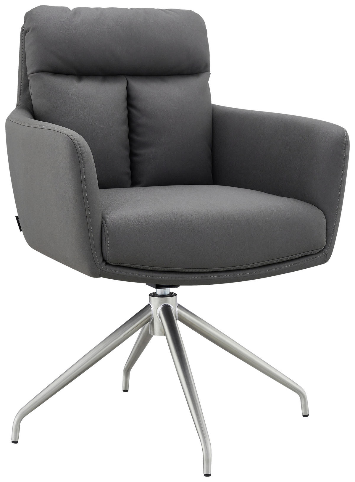 ARMLEHNSTUHL Edelstahl Mikrofaser  - Edelstahlfarben/Grau, Design, Textil/Metall (62/89,5/65cm) - Novel