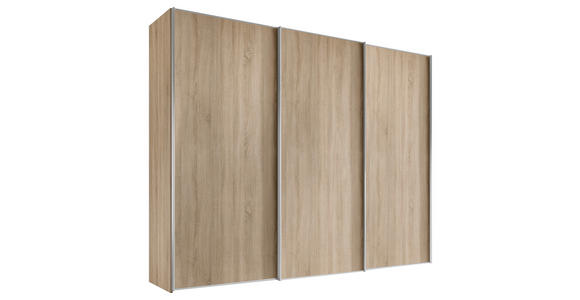 SCHWEBETÜRENSCHRANK 280/222/68 cm 3-türig  - Alufarben/Sonoma Eiche, Design, Holzwerkstoff/Metall (280/222/68cm) - Moderano