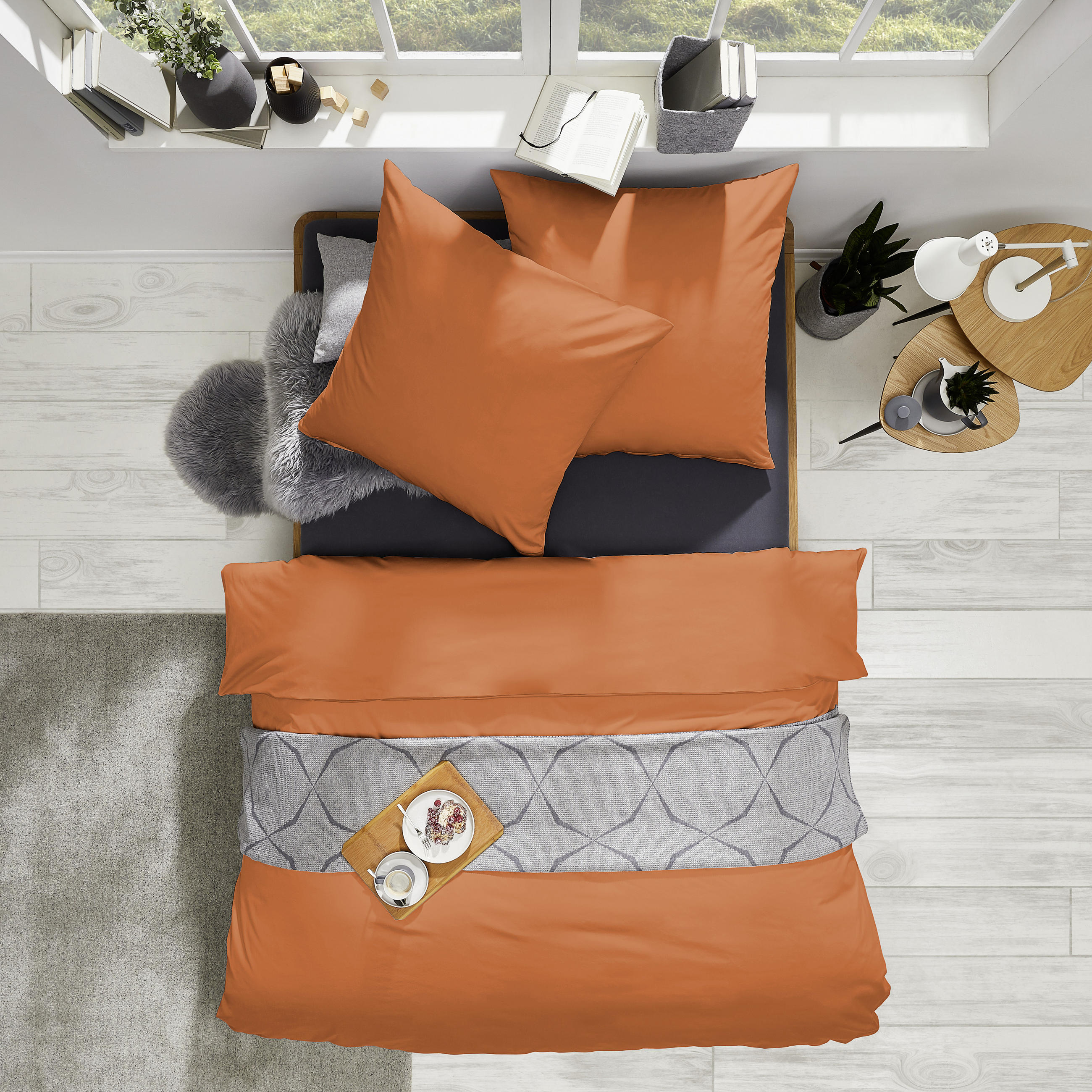 BETTWÄSCHE 200/200 cm Satin  - Terracotta, KONVENTIONELL, Textil (200/200cm) - Bio:Vio