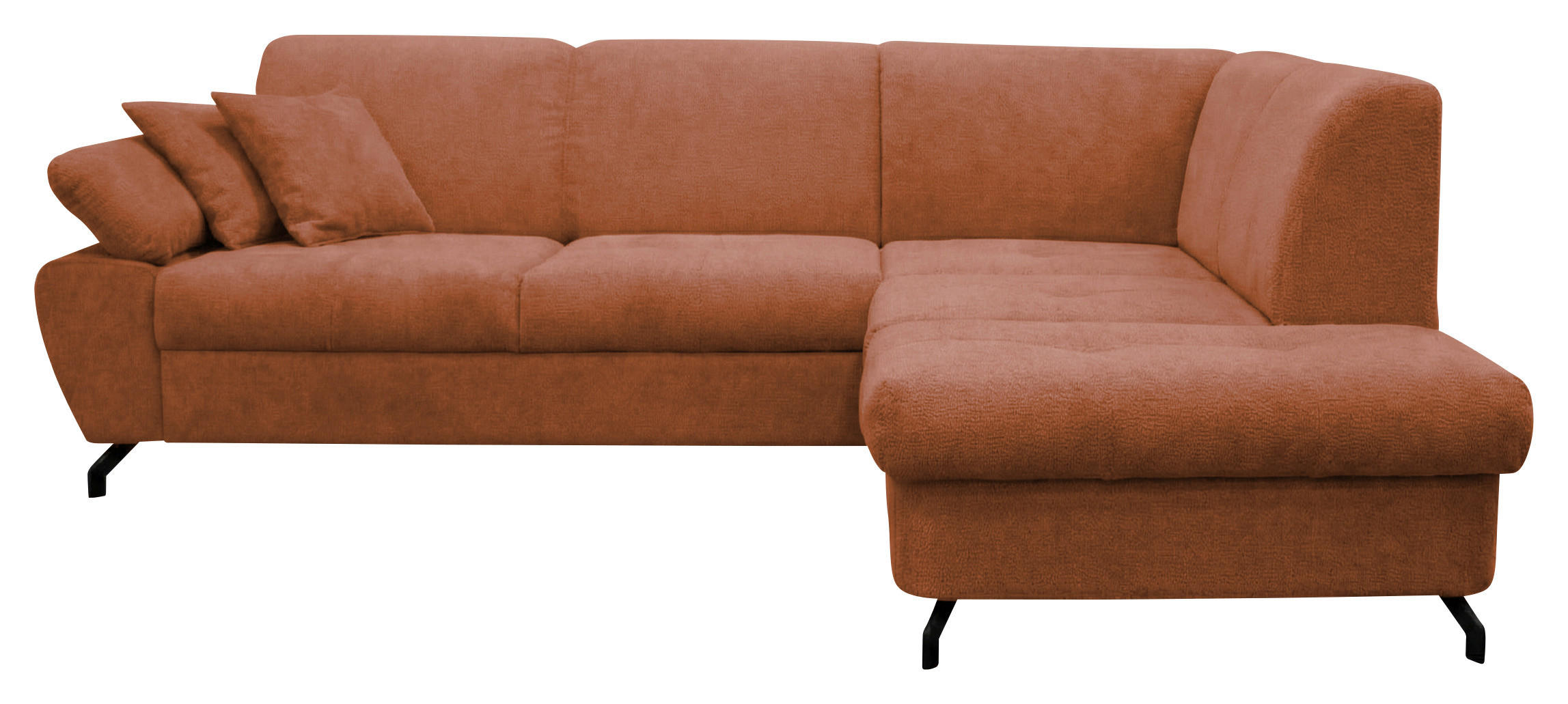 ECKSOFA CORA Rot Chenille Zierkissen, Bettkasten  - Rot/Schwarz, Design, Textil/Metall (261/198cm) - MID.YOU