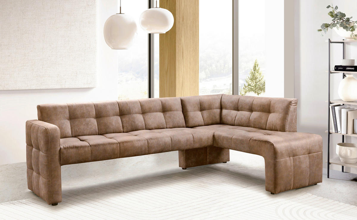 KLUPA KUTNA  konjak  drvo, tekstil, drvni materijal      - konjak/crna, Moderno, drvni materijal/drvo (245/157cm) - Livetastic