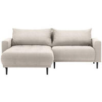 ECKSOFA in Flachgewebe Beige  160/215 cm  - Beige/Schwarz, Design, Holz/Textil (160/215cm) - Stylife