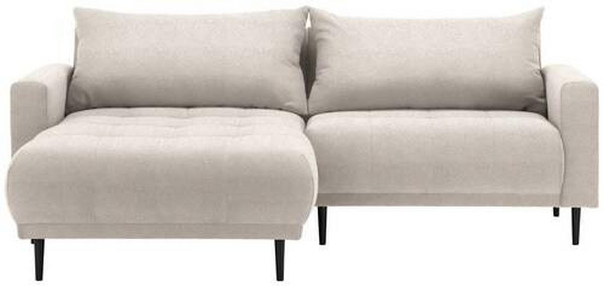 ECKSOFA in Flachgewebe Beige  160/215 cm  - Beige/Schwarz, Design, Holz/Textil (160/215cm) - Stylife