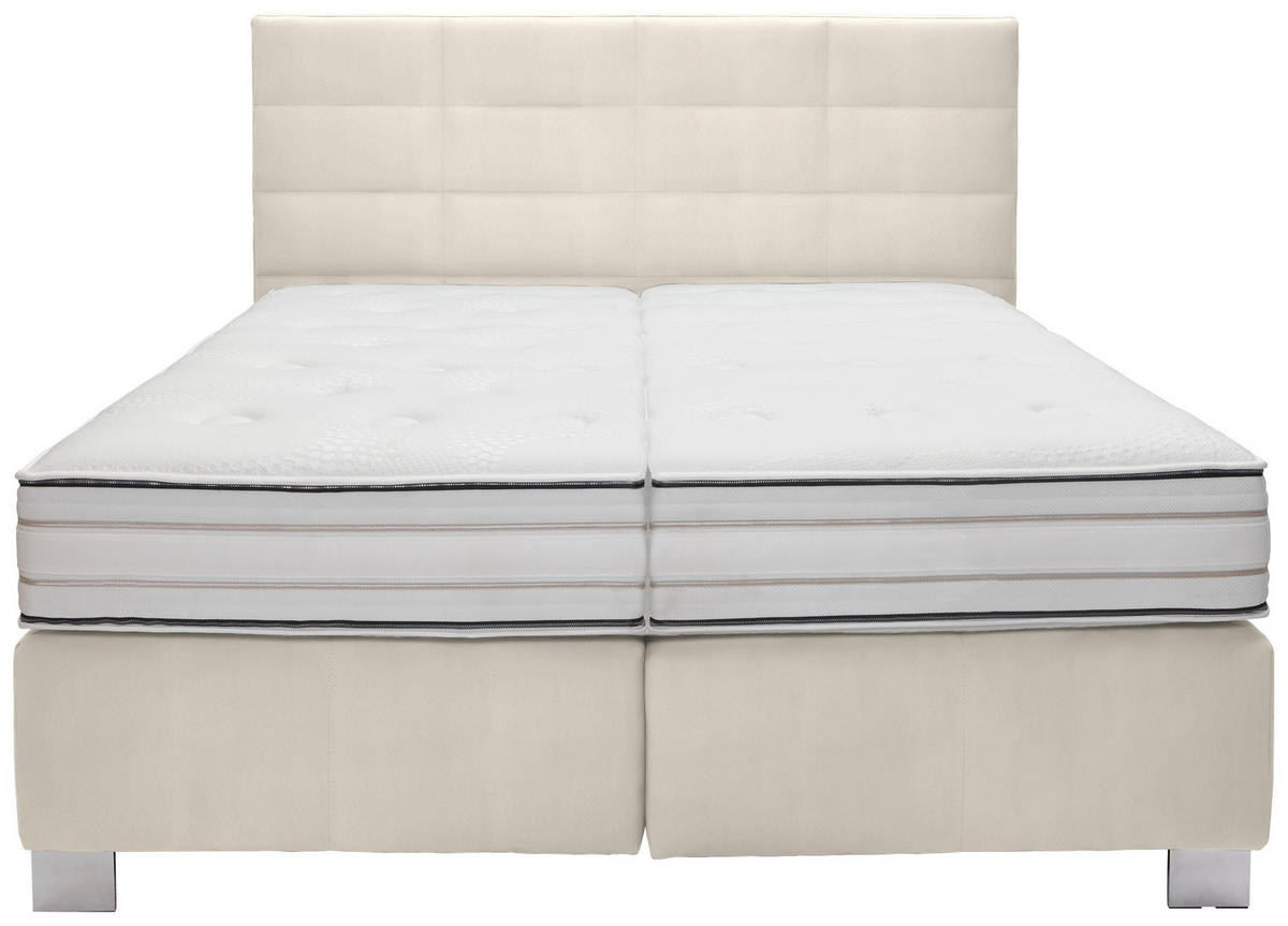 BOXSPRINGBETT 180/200 cm  in Creme  - Creme/Alufarben, Konventionell, Holzwerkstoff/Textil (180/200cm) - Dieter Knoll